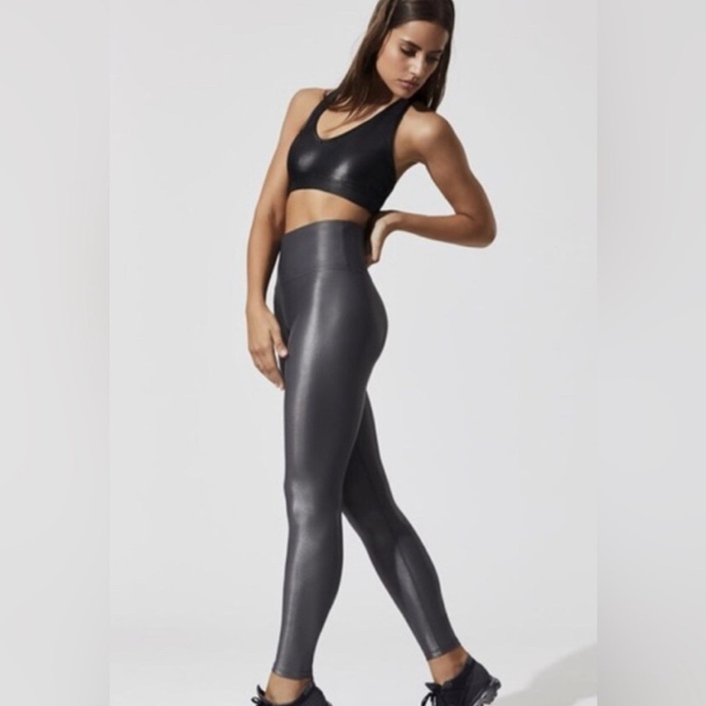 Carbon38 High Rise Full-Length Leggings Yoga Pants Takara Shine Charcoal Gray